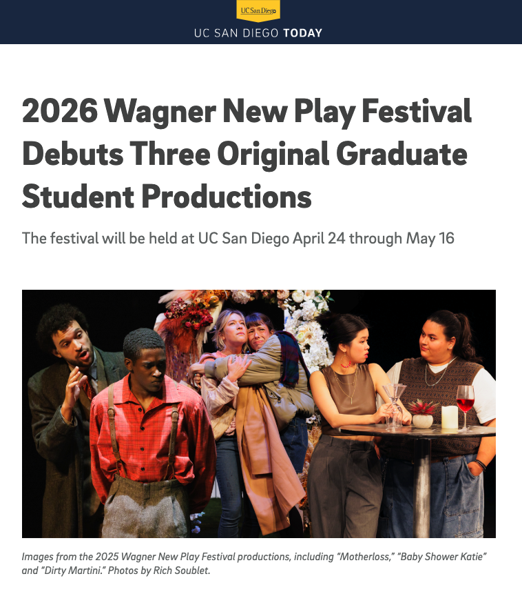 USCD Today Article with students acting in WNPF 2025